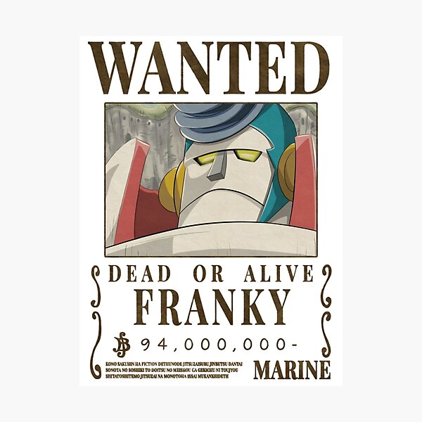 Lámina fotográfica «Póster de One Piece Wanted Bounty Franky Camiseta ...