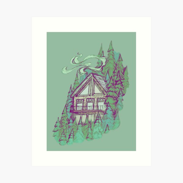 Cabin in the Forest || Nature Illustration by Chrysta Kay Art Print