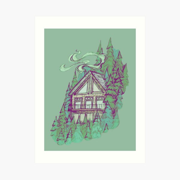 Cabin in the Forest || Nature Illustration by Chrysta Kay Art Print