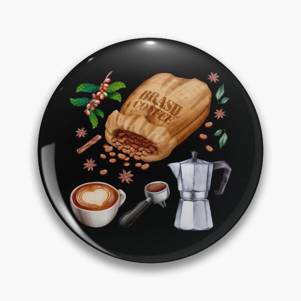 Item preview, Coffee Ingredients & Tools Set - Coffee Fruit, Coffee Beans, Caffe latte and Moka Pot designed and sold by Alicia Chee.