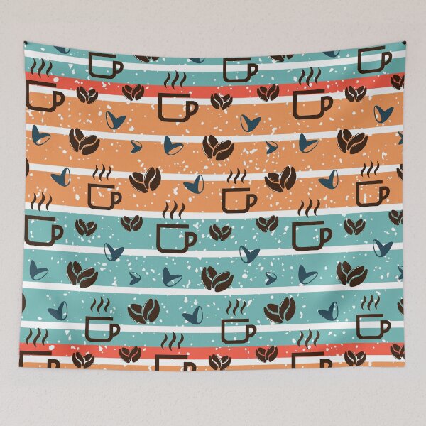 Item preview, Retro Coffee Cups and Beans Seamless Pattern designed and sold by Yellow Coffee.