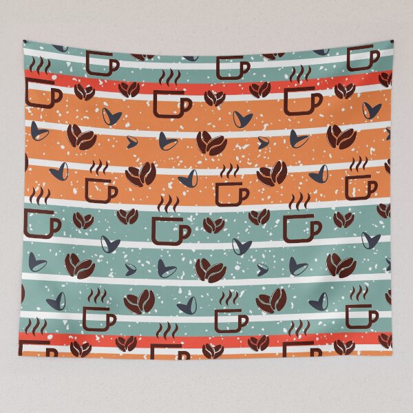 Item preview, Retro Coffee Cups and Beans Seamless Pattern designed and sold by Yellow Coffee.