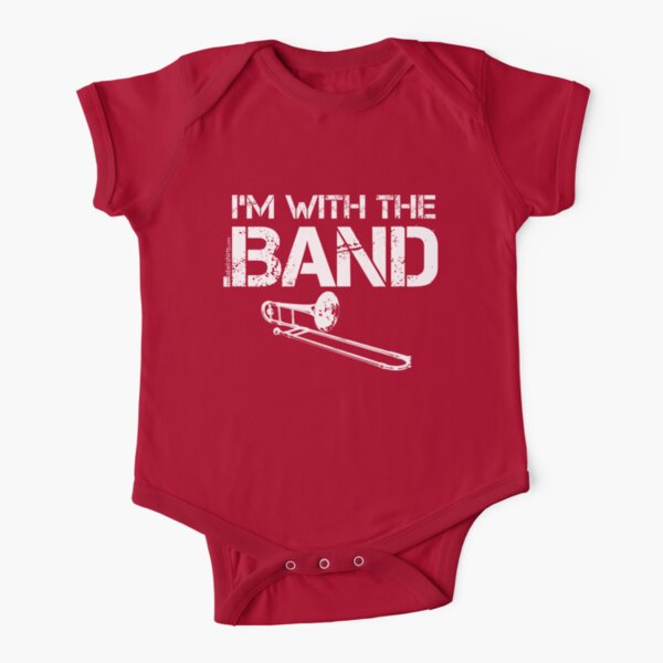 I'm With The Band - Trombone (White Lettering) Short Sleeve Baby One-Piece