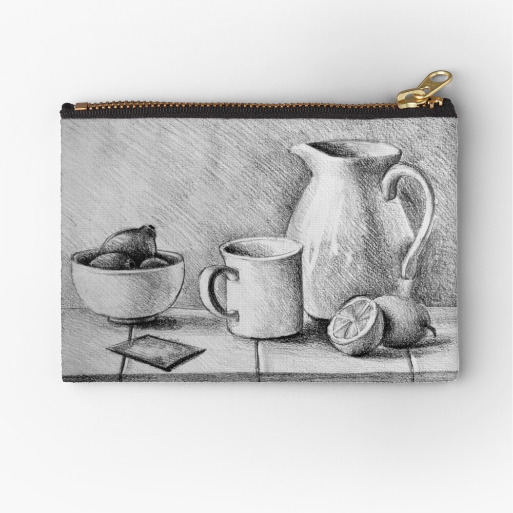 Drawing Illustration Of Still Life Composition With Mug Lemons Cup And Water Jug On Wood Table Zipper Pouch For Sale By Oanaunciuleanu Redbubble Drawing Illustration Of Still Life Composition With Mug Lemons Cup And Water Jug On Wood Table Zipper Pouch For Sale By Oanaunciuleanu Redbubble