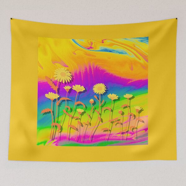 Item preview, Rainbow Meadow.. Daisies set off against a rainbow background designed and sold by ditzy-designs.