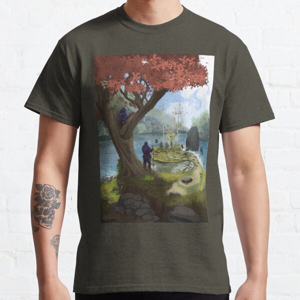 Nave junto a la isla | Ilustracion cyberpunk Naturaleza | Efrain Sosa Camiseta clásica