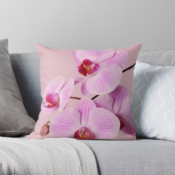 Pink orchid Throw Pillow