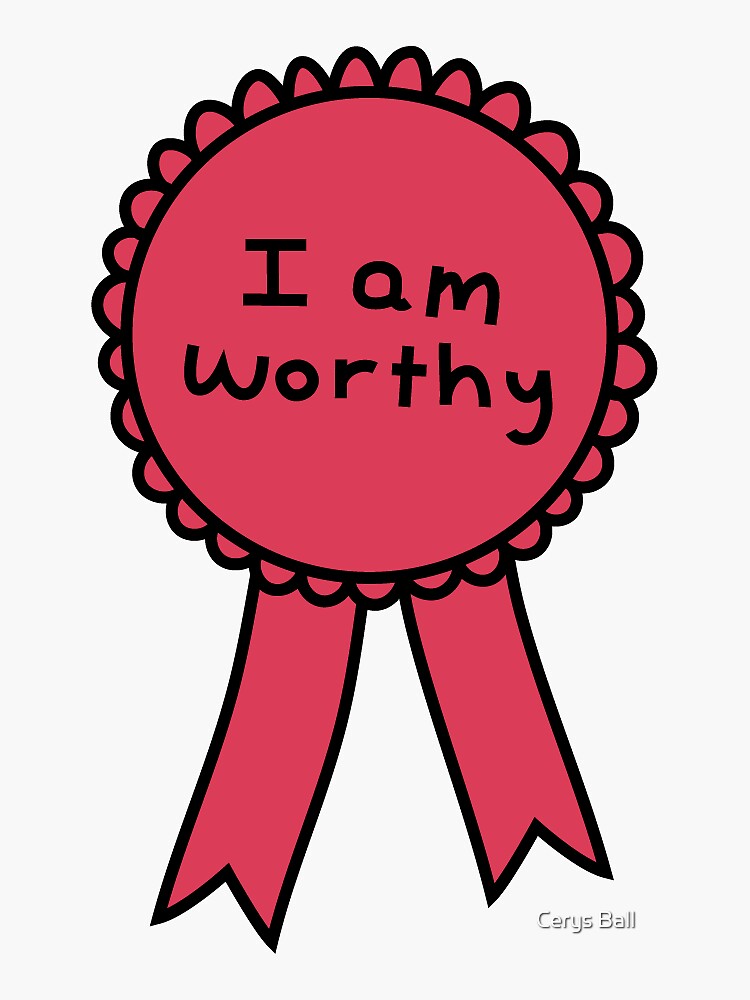 I Am Worthy Red Motivational Inspiration Self Love Rosette Sticker