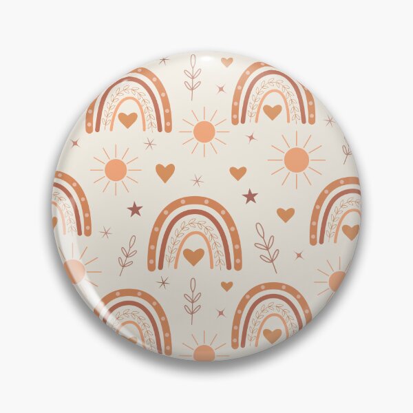 Item preview, Neutral Boho rainbow and sun pattern in terracotta, peach, and orange   designed and sold by Yasminepatterns .