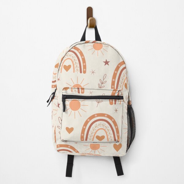 Item preview, Neutral Boho rainbow and sun pattern in terracotta, peach, and orange   designed and sold by Yasminepatterns .