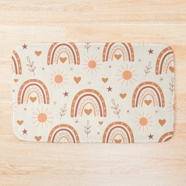 Item preview, Neutral Boho rainbow and sun pattern in terracotta, peach, and orange   designed and sold by Yasminepatterns .