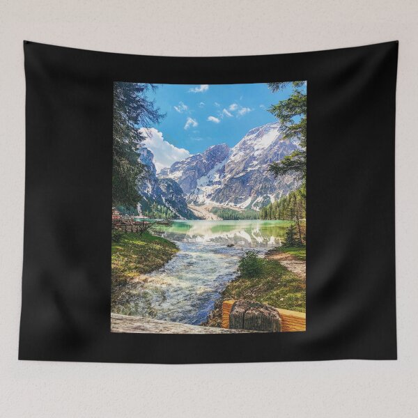 Item preview, Beautiful view, river, mountains, green and yellow trees designed and sold by Alexandra Rty.