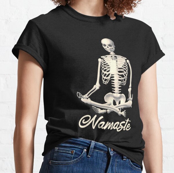 Camiseta sin mangas para mujer con diseño de esqueleto de yoga, para  Halloween y hombres