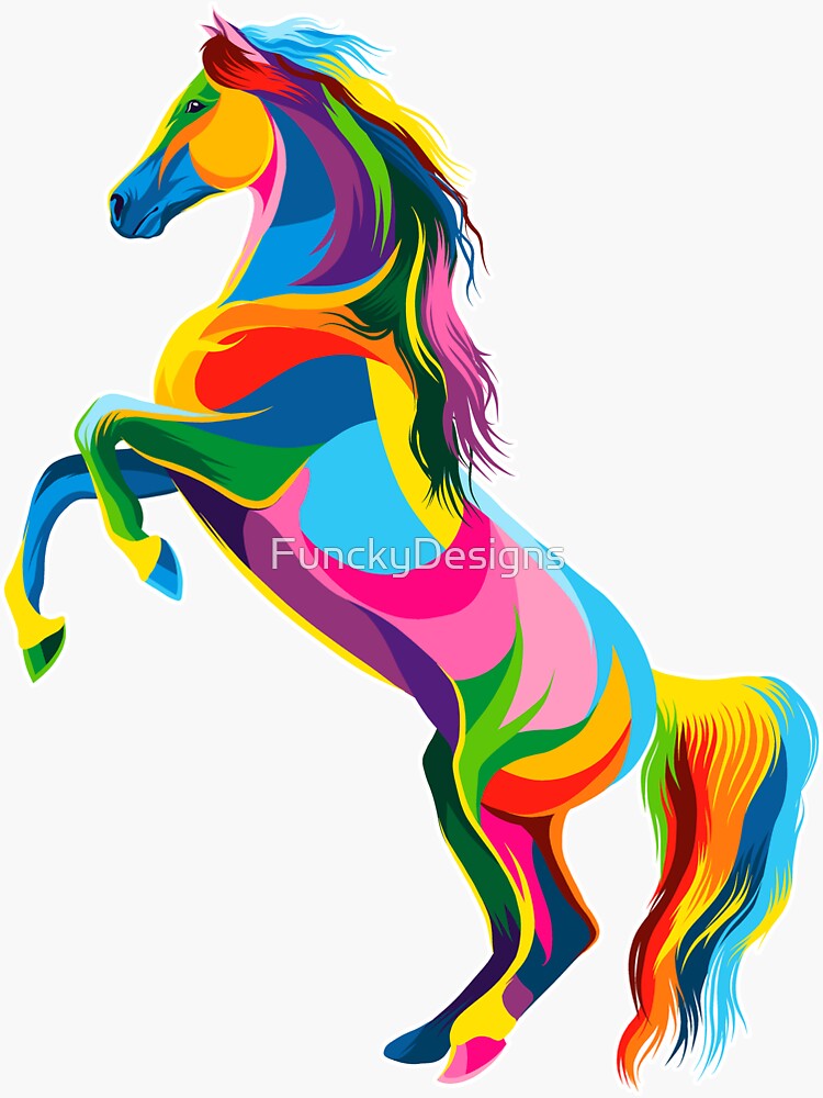"Colorful Dancing Pony Art Sticker" Sticker for Sale by FunckyDesigns