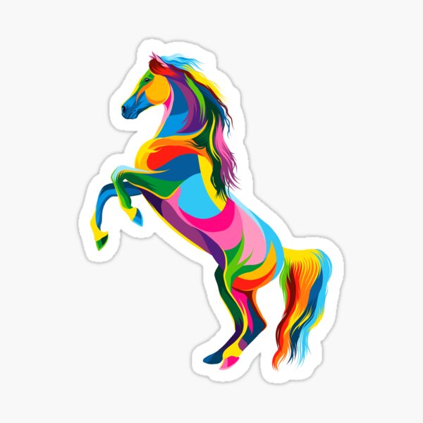 "Colorful Dancing Pony Art Sticker" Sticker for Sale by FunckyDesigns