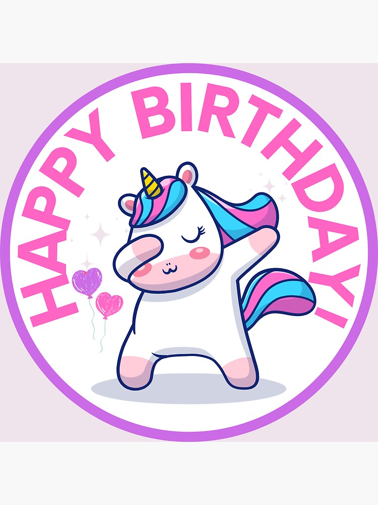 "Happy Birthday Unicorn Design" Sticker for Sale by ChippKidd Redbubble