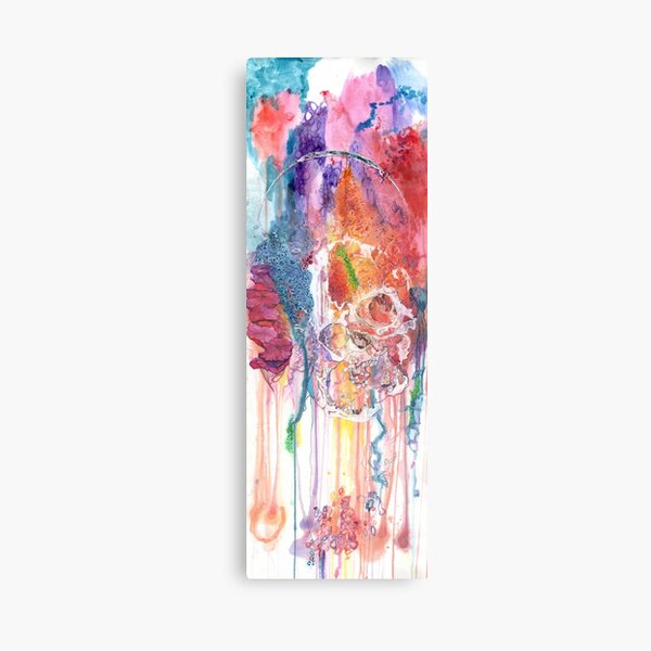 Watercolor Skull with Teeth Falling Out Canvas Print