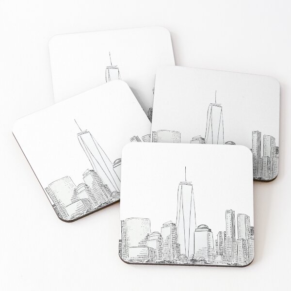 Item preview, Lower Manhattan Skyline, pen drawing designed and sold by Anna Effenberger Art.