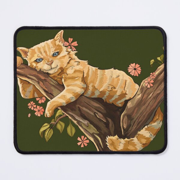 Item preview, Red/ Mackerel Tabby cat lounging in tree branch: Olive Green background designed and sold by Jessiemay-arts.