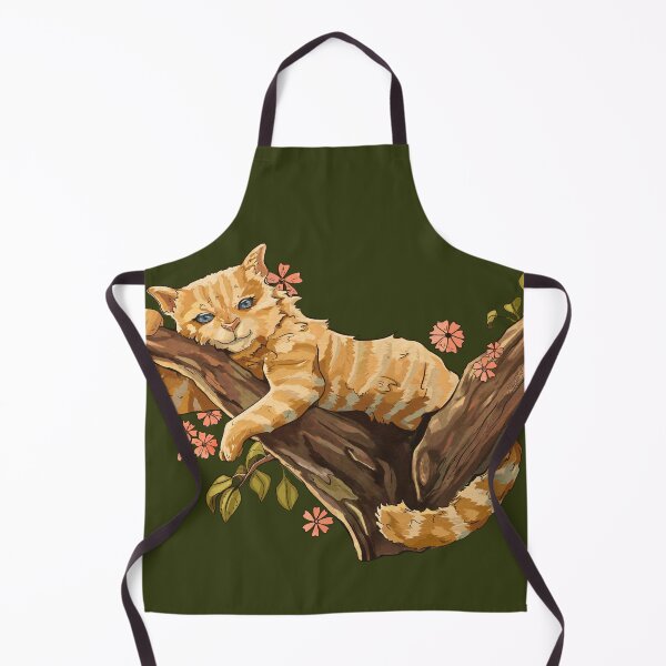 Item preview, Red/ Mackerel Tabby cat lounging in tree branch: Olive Green background designed and sold by Jessiemay-arts.