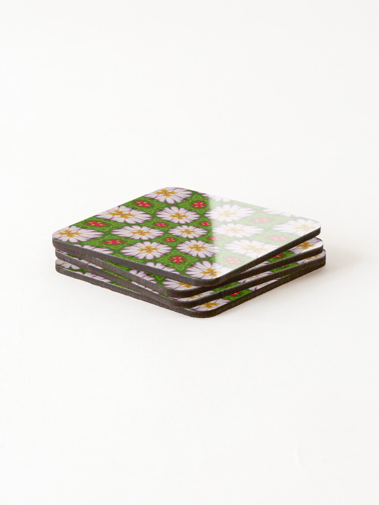 Thumbnail 4 of 5, Coasters (Set of 4), Pretty cosmos pattern designed and sold by Patternflower.
