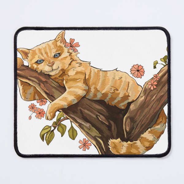 Item preview, Red/ Mackerel Tabby cat lounging in tree branch: White background designed and sold by Jessiemay-arts.