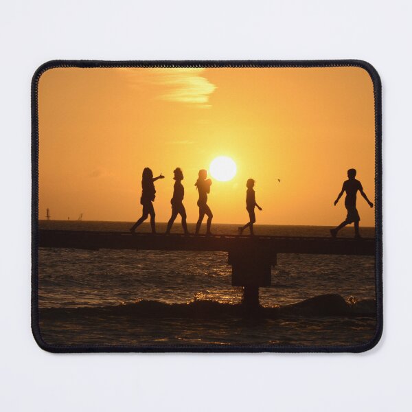 Item preview, Silhouette of children dancing in front of the sunset in Key West Florida - WelshDesigns designed and sold by welshdesigns.