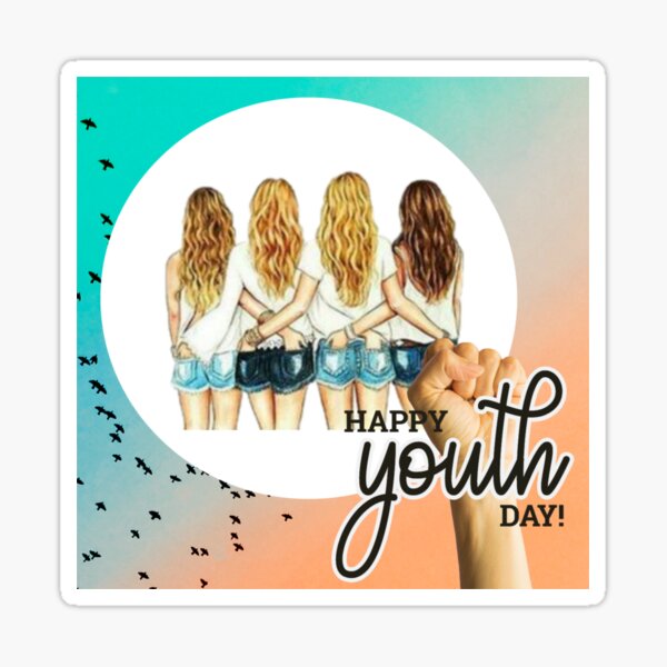 Happy international youth day celebration Sticker