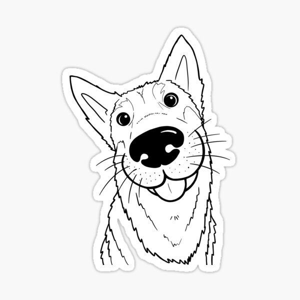 "Cute German Shepherd dog line art illustration" Sticker for Sale by