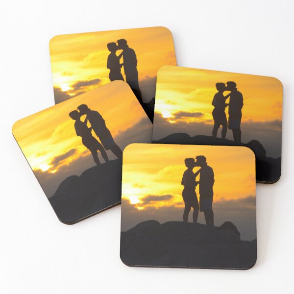 Item preview, Silhouette of lovers kissing in the sunset in Key West Florida  - WelshDesigns designed and sold by welshdesigns.