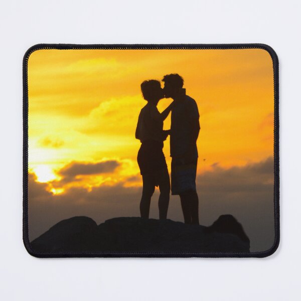 Item preview, Silhouette of lovers kissing in the sunset in Key West Florida - WelshDesigns designed and sold by welshdesigns.