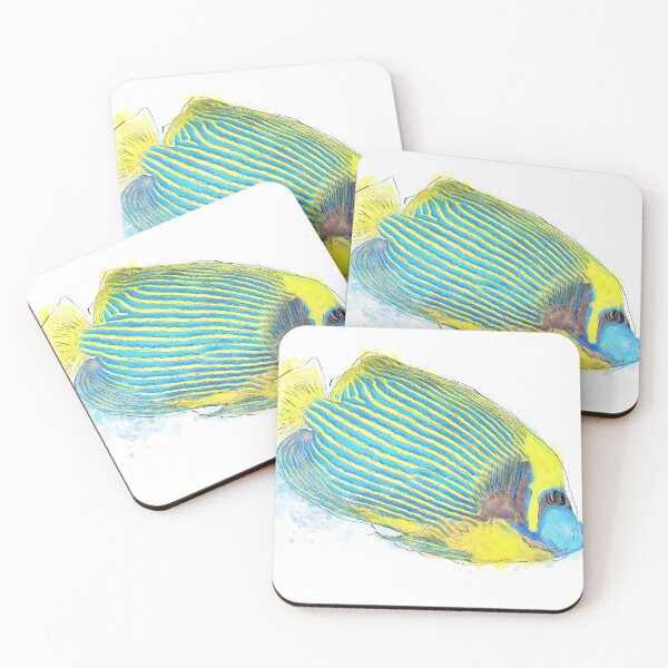 Item preview, Emperor Angelfish Watercolor Image on White Background. Colorful tropical Fish. designed and sold by svetlanna.