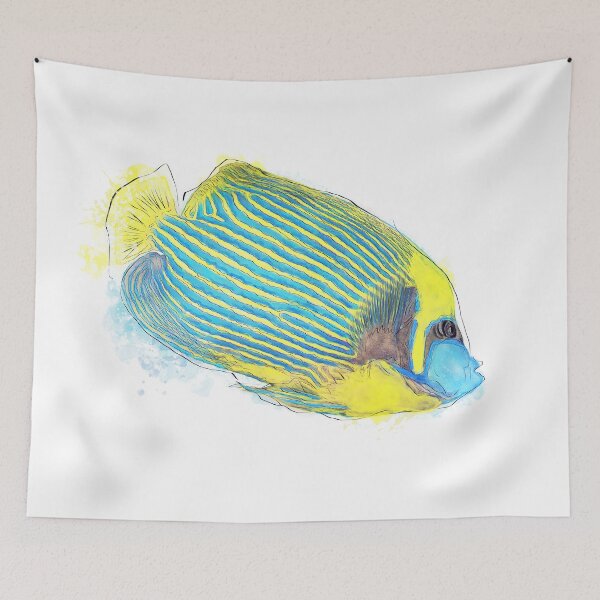 Item preview, Emperor Angelfish Watercolor Image on White Background. Colorful tropical Fish. designed and sold by svetlanna.
