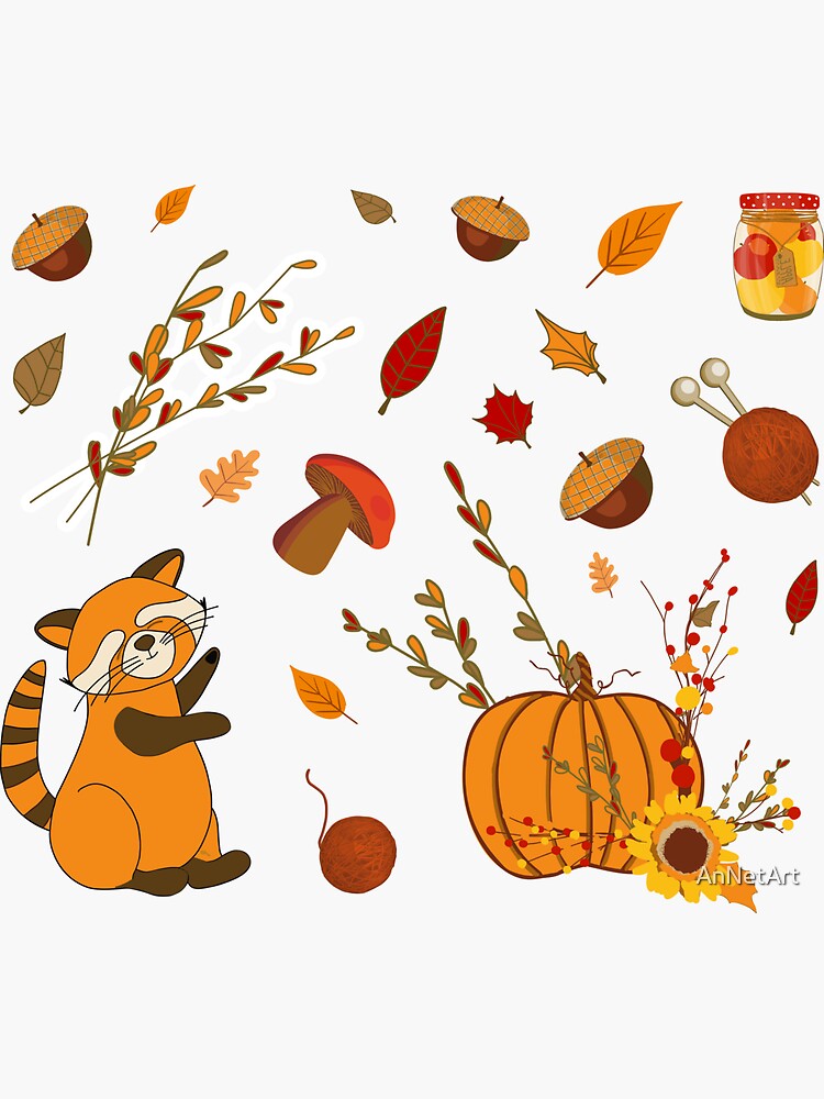 leaf-fall-and-thanksgiving-stickers-cute-with-leaves-and-autumn