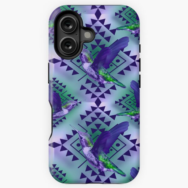 Vista previa del artículo con la obra «Estampado nativo de colibrí azul / verde / morado oscuro», diseñado y vendido por JMWCD.
