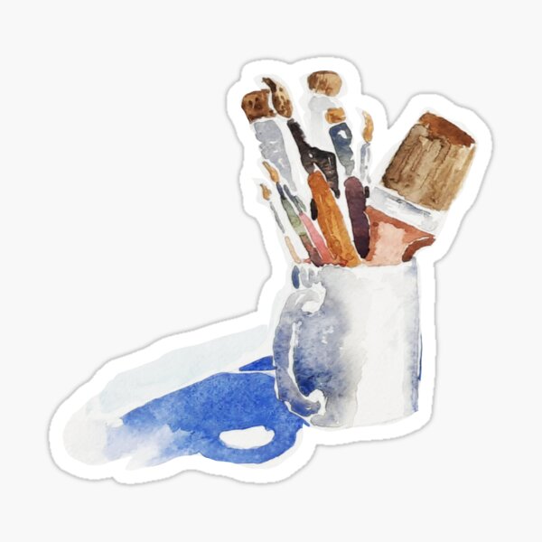 Item preview, Watercolor art supplies in a mug designed and sold by Mideyes.