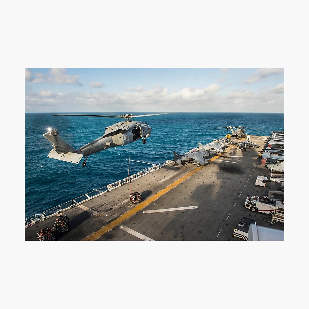 Two CH-46E Sea Knight helicopters on the flight deck of USS Bonhomme  Richard Wall Art, Canvas Prints, Framed Prints, Wall Peels