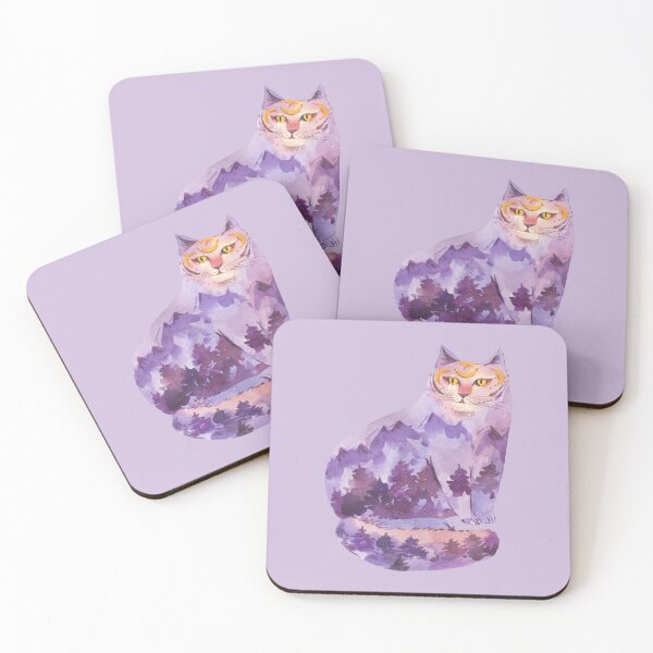 Item preview, Lilac Forest in cat - Beautiful trees and mountain painting in purple shades on cat designed and sold by Theleochick.