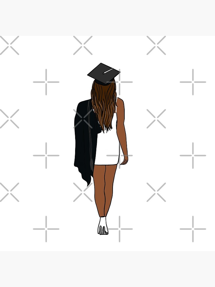 beautiful black graduate, clipart, straight hair, light skinned, wearing a  yellow cap and yellow gown, white background - Clip Art Library