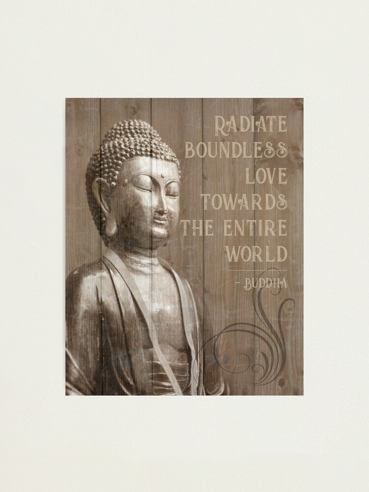 Impression Photo Citation De Pleine Conscience De La Statue De Bouddha Effet Bois Par Hothibiscus Redbubble