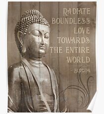 Wood Effect Buddha Statue Mindfulness Quote Poster