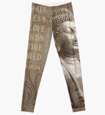 Wood Effect Buddha Statue Mindfulness Quote Leggings
