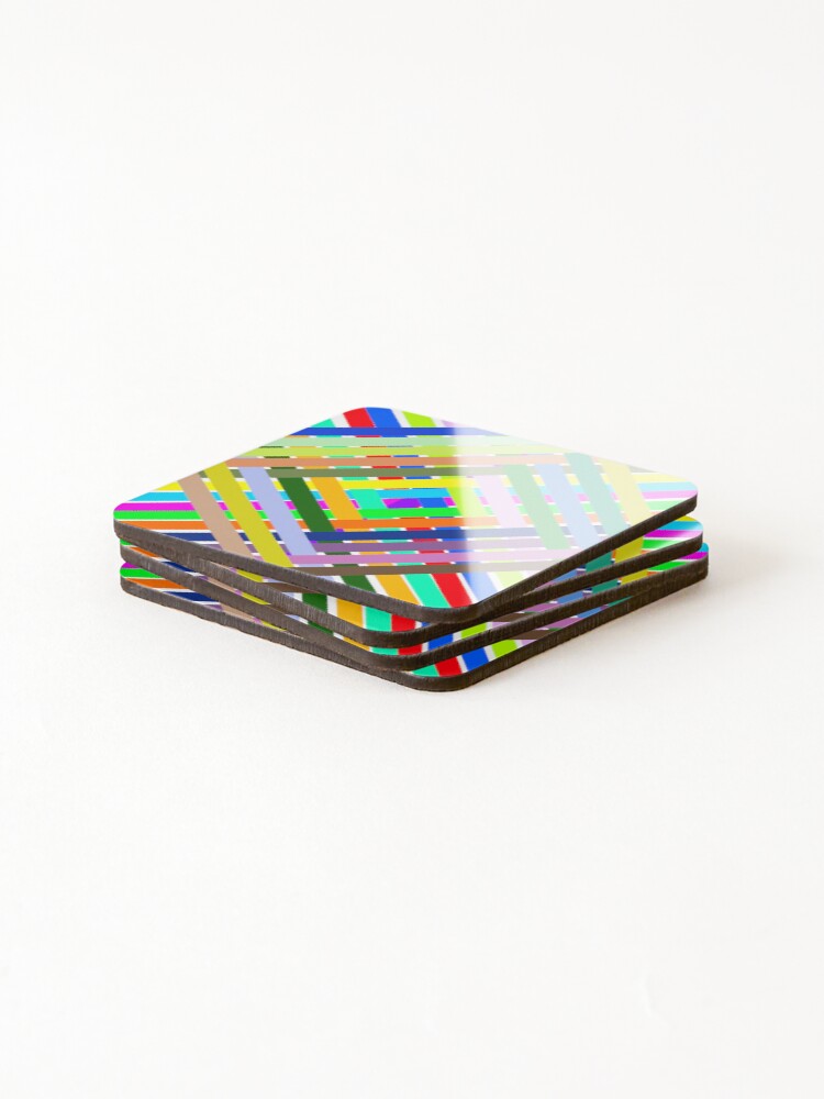 Thumbnail 4 of 5, Coasters (Set of 4), Colorful Ribbon Weave Abstract Pattern designed and sold by janraydesigns.