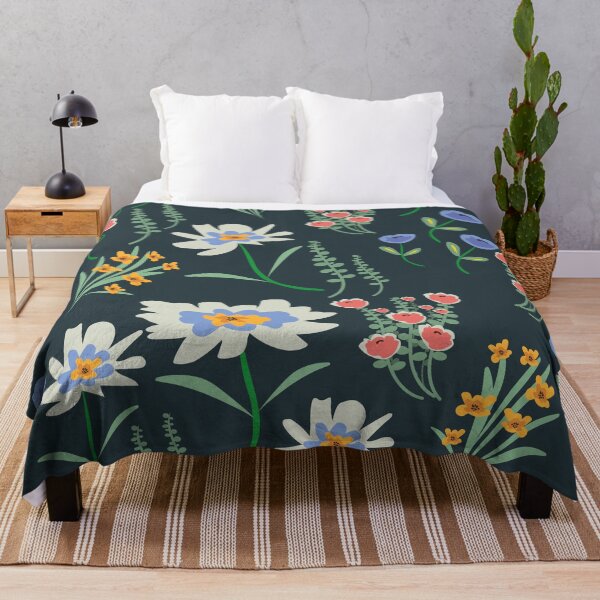 Item preview, Floral print with dark bluish-green background designed and sold by Martapp.