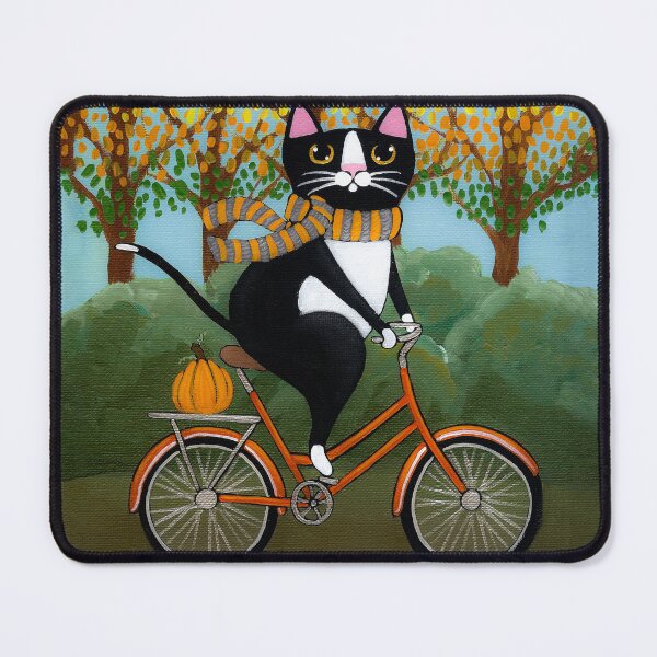 Item preview, Autumn Cat on a Bicycle  designed and sold by KilkennyCat Art.