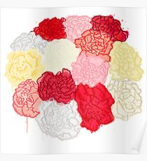 Colourful Carnations - Watercolour Poster