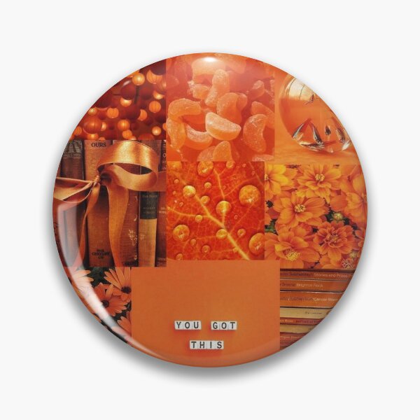 Item preview, Orange Collage Aesthetic Pin designed and sold by Sparkzsells.