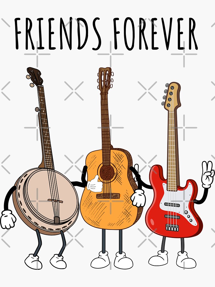 "String Instruments Friends Forever As Guitars And Banjo Buddies For