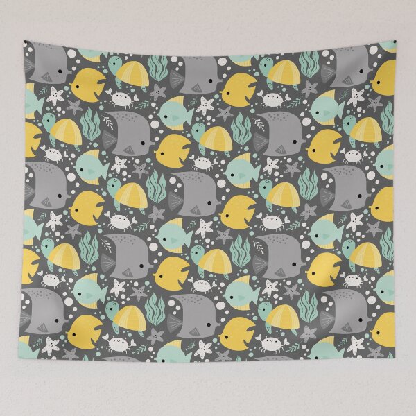 Item preview, Under the Sea Fish and Turtles on Gray designed and sold by Heather Rosas.