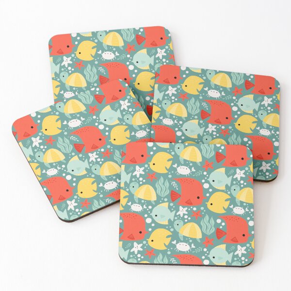 Item preview, Under the Sea Red Fish and Turtles on Aqua designed and sold by Heather Rosas.